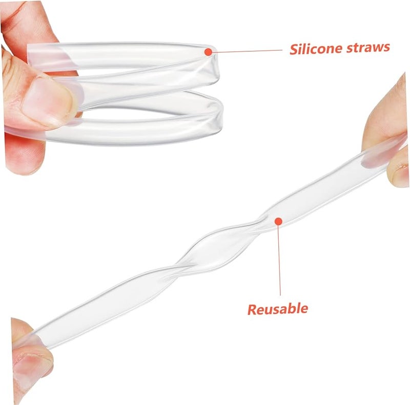 Silicone Straws 8 Pack With Cleaning Brush Flexible Reusable For Hot Cold Drinks - Image 5